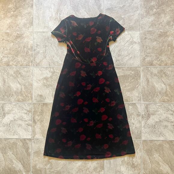 Vtg Y2K Jonathan Martins Girls Velvet Maxi Dress 10 Floral Whimsigoth Holiday - Picture 5 of 9